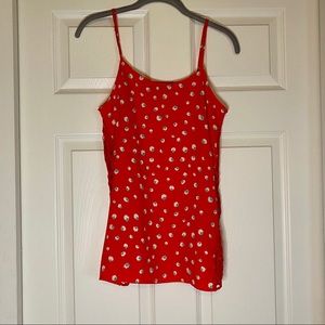 Collective Concepts Red Dotted Crochet Side Tank Top Size XS